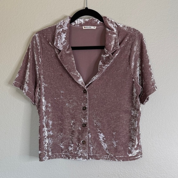 Marine Layer Tops - Marine Layer crushed velvet short sleeve blouse women’s medium blush EUC